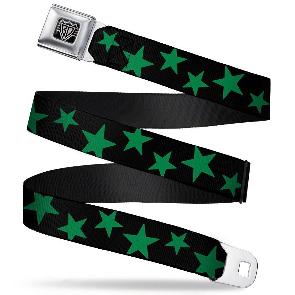 1480 Unisex-Adult's Seatbelt Belt Stars XL, Scattered Black/Green, 1.5"